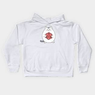 Fat Cat with Polyhedral D20 Dice Kids Hoodie